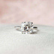 Cushion Cut Moissanite Platinum Engagement Ring